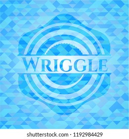 Wriggle sky blue emblem with triangle mosaic background