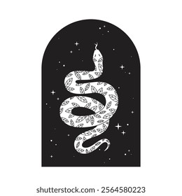 Wriggled snake on black background. Chinese lunar new year symbol 2025. Vector illustration