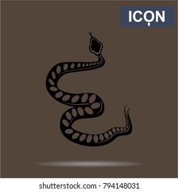 Wriggling black snake on a brown background. Icon vector