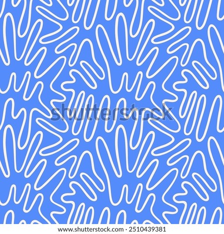 Wriggling continuous doodle organic line seamless repeat vector pattern. Liquid, fluid, funky chaotic ornament, trendy groovy background. Winding, twisted uneven hand drawn endless wavy cartoon line.