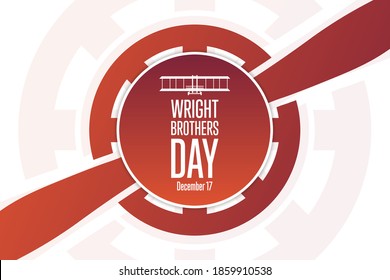 Wright Brothers Day. December 17. Holiday concept. Template for background, banner, card, poster with text inscription. Vector EPS10 illustration