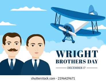 Wright Brothers Day on December 17th Template Hand Drawn Cartoon Illustration of the First Successful Flight in a Mechanically Propelled Airplane