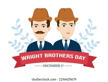 Wright Brothers Day on December 17th Template Hand Drawn Cartoon Illustration of the First Successful Flight in a Mechanically Propelled Airplane