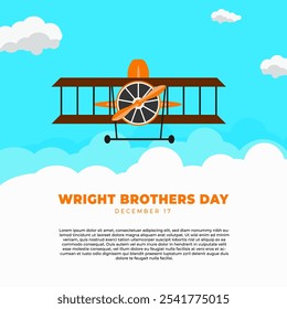 Wright Brothers Day on December 17th Template for social media, poster, banner.