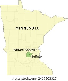 Wright County and city of Buffalo location on Minnesota state map