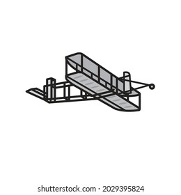 Wright Flyer Airplane From 1903 Isolated Vector Illustration For Wright Brothers Day On December 17