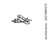 Wright Flyer airplane from 1903 vector line icon for Wright Brothers Day on December 17