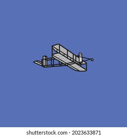 Wright Flyer Airplane From 1903 Vector Illustration For Wright Brothers Day On December 17