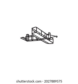 Wright Flyer airplane from 1903 vector line icon for Wright Brothers Day on December 17