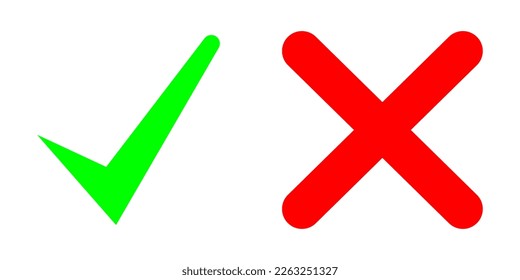 Wright and Wrong line icon. Yes And No Icons. Check Mark Icons. Correct and Cross symbol agree or disagree.