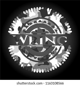Wring grey camouflaged emblem