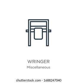 Wringer icon. Thin linear wringer outline icon isolated on white background from miscellaneous collection. Line vector sign, symbol for web and mobile