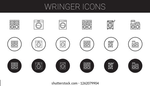 wringer icons set. Collection of wringer with washing machine. Editable and scalable wringer icons.