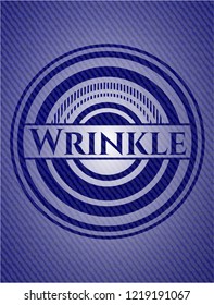 Wrinkle badge with denim background