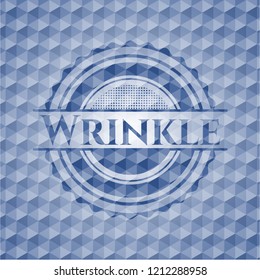 Wrinkle blue emblem with geometric background.