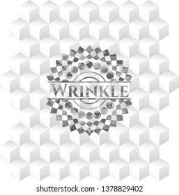 Wrinkle grey emblem with geometric cube white background