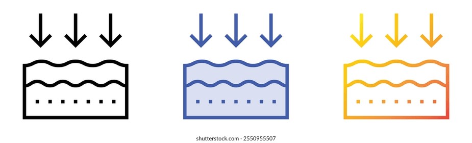 icono de arruga. Lineal, relleno azul y diseño de estilo degradado aislado sobre fondo blanco