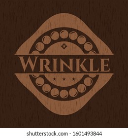Wrinkle realistic wood emblem. Vector Illustration.