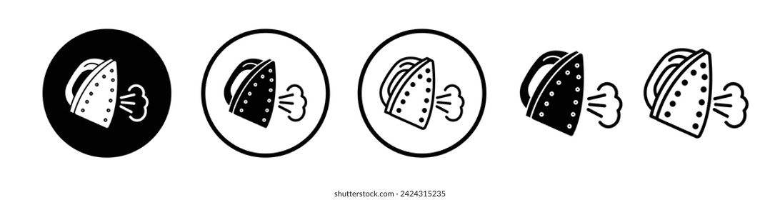 Wrinkle Remover Line Icon. Ironing tool icon in black and white color.