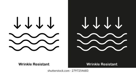 Wrinkle Resistant. Vector icon for clothes or fabric on two backgrounds.