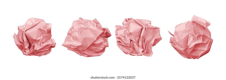 Wrinkled and crumpled paper ball folded in circle. Vector isolated waste for recycling bin, sorting ecological material and garbage. Sheet or document, failure or mistake, creased surface