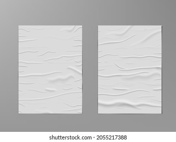 Wrinkled Glued Paper Poster Template Ready For Content. EPS10 Vector