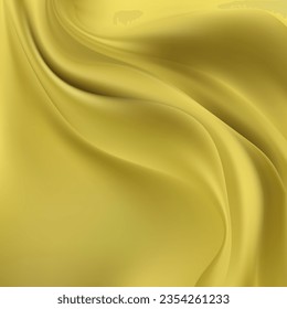 Wrinkled hoodie fabric, space for text, waves on yellow cotton fabric, grey melange, close-up hoodie, close-up sweater, Fabric background texture, cotton fabric