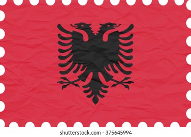wrinkled paper albania stamp, abstract vector art illustration, image contains transparency