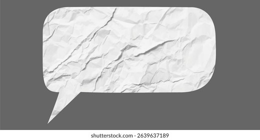 Wrinkled paper bubble speech vector for message design, communication, and dialogue themes. Ideal for creative conversations, note style, handmade chat concept, or vintage paper artwork.