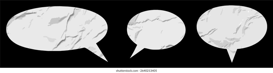 Wrinkled paper bubble speech vector for message design, communication, and dialogue themes. Ideal for creative conversations, note style, handmade chat concept, or vintage paper artwork.