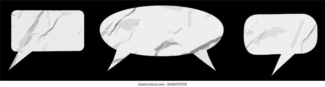 Wrinkled paper bubble speech vector for message design, communication, and dialogue themes. Ideal for creative conversations, note style, handmade chat concept, or vintage paper artwork.