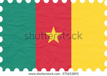 wrinkled paper cameroon stamp, abstract vector art illustration, image contains transparency