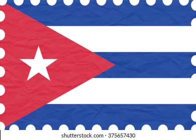 wrinkled paper cuba stamp, abstract vector art illustration, image contains transparency