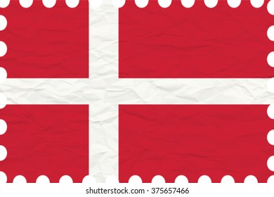 wrinkled paper denmark stamp, abstract vector art illustration, image contains transparency
