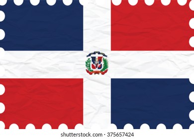 wrinkled paper dominican republic stamp, abstract vector art illustration, image contains transparency