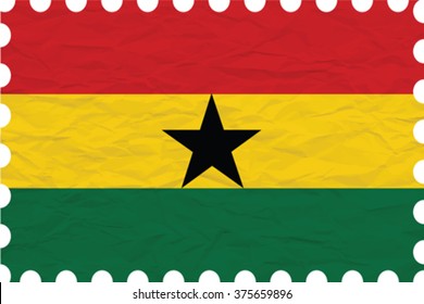 wrinkled paper ghana stamp, abstract vector art illustration, image contains transparency