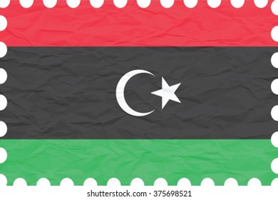 wrinkled paper libya stamp, abstract vector art illustration, image contains transparency