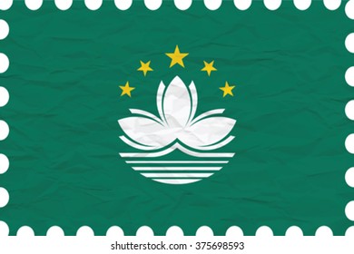 wrinkled paper macau stamp, abstract vector art illustration, image contains transparency