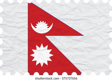 wrinkled paper nepal stamp, abstract vector art illustration, image contains transparency