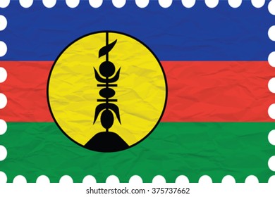 wrinkled paper new caledonia stamp, abstract vector art illustration, image contains transparency