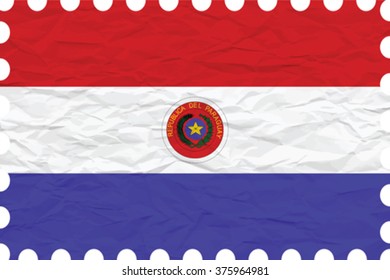 wrinkled paper paraguay stamp, abstract vector art illustration, image contains transparency