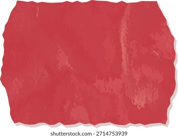 Wrinkled paper rectangle with rough torn edge and crumpled surface detail, isolated for layout. Symbol of vintage craft, retro note, scrapbooking, and handmade feel. Cartoon vector illustration.