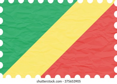 wrinkled paper republic of the congo stamp, abstract vector art illustration, image contains transparency