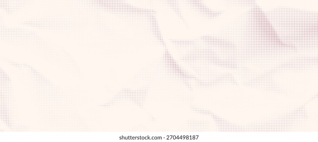Padrão de textura de papel enrugado com meio-tom rosa. Plano de fundo do vetor de efeito de gradiente de ponto. Impressão de sobreposição na moda.

