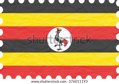 wrinkled paper uganda stamp, abstract vector art illustration, image contains transparency