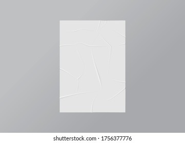 Wrinkled poster mockup. Glued paper. - Shutterstock ID 1756377776