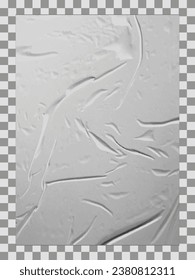 Wrinkled poster template. Glued paper. Vector Realistic wet wrinkled posters mockup