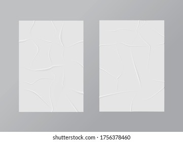 Wrinkled posters mockup. Glued paper. - Shutterstock ID 1756378460
