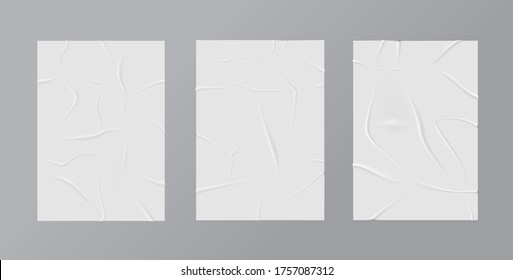 Wrinkled posters mockup. Glued paper. - Shutterstock ID 1757087312