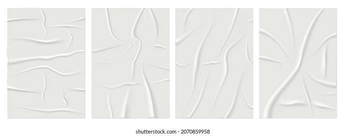 Wrinkled posters mockup. Glued paper. Vector illustration EPS10